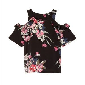 New City Chic Floral Cold Shoulder Top